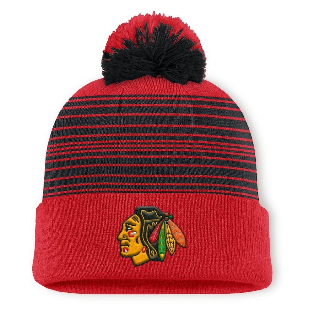 Chicago Blackhawks Fanatics Fundamental Spirit Cuffed Pom Knit Hat - Red - NHL 202777568
