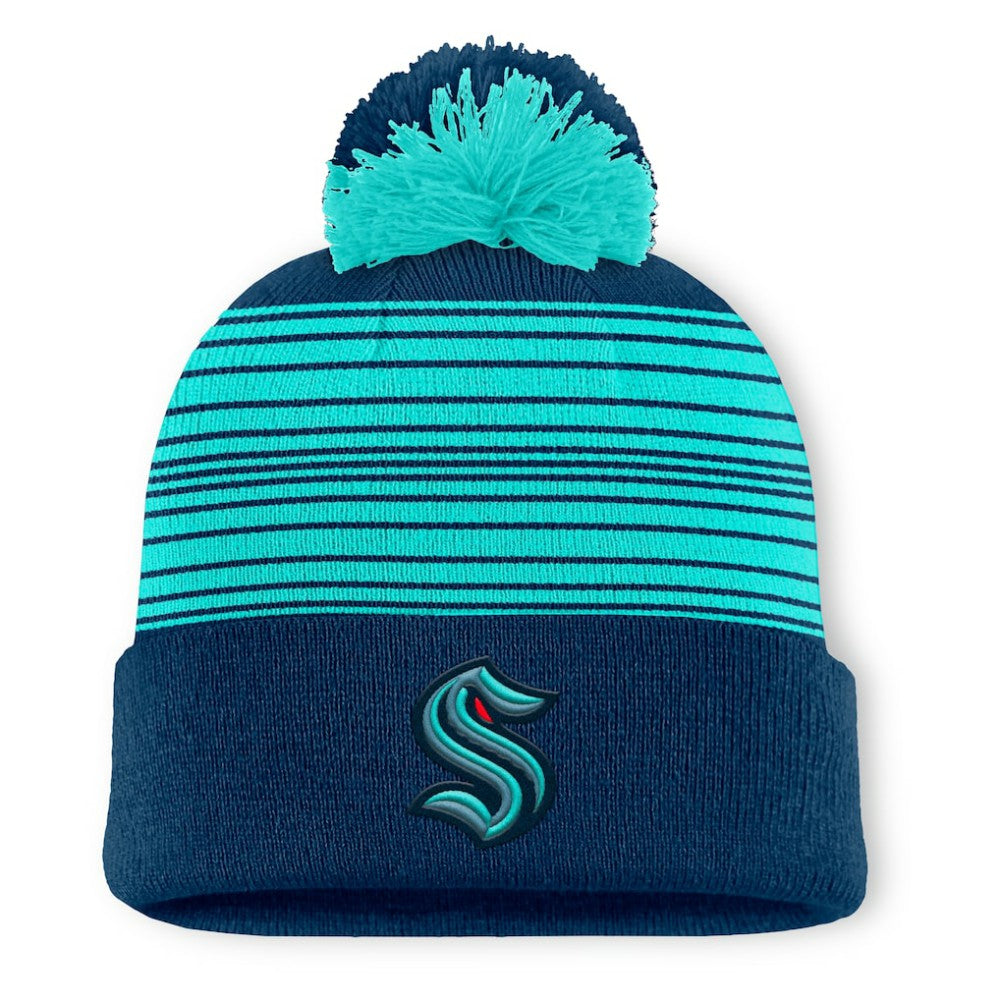 Seattle Kraken Fanatics Fundamental Spirit Cuffed Pom Knit Hat - Deep Sea Blue - NHL 202777570