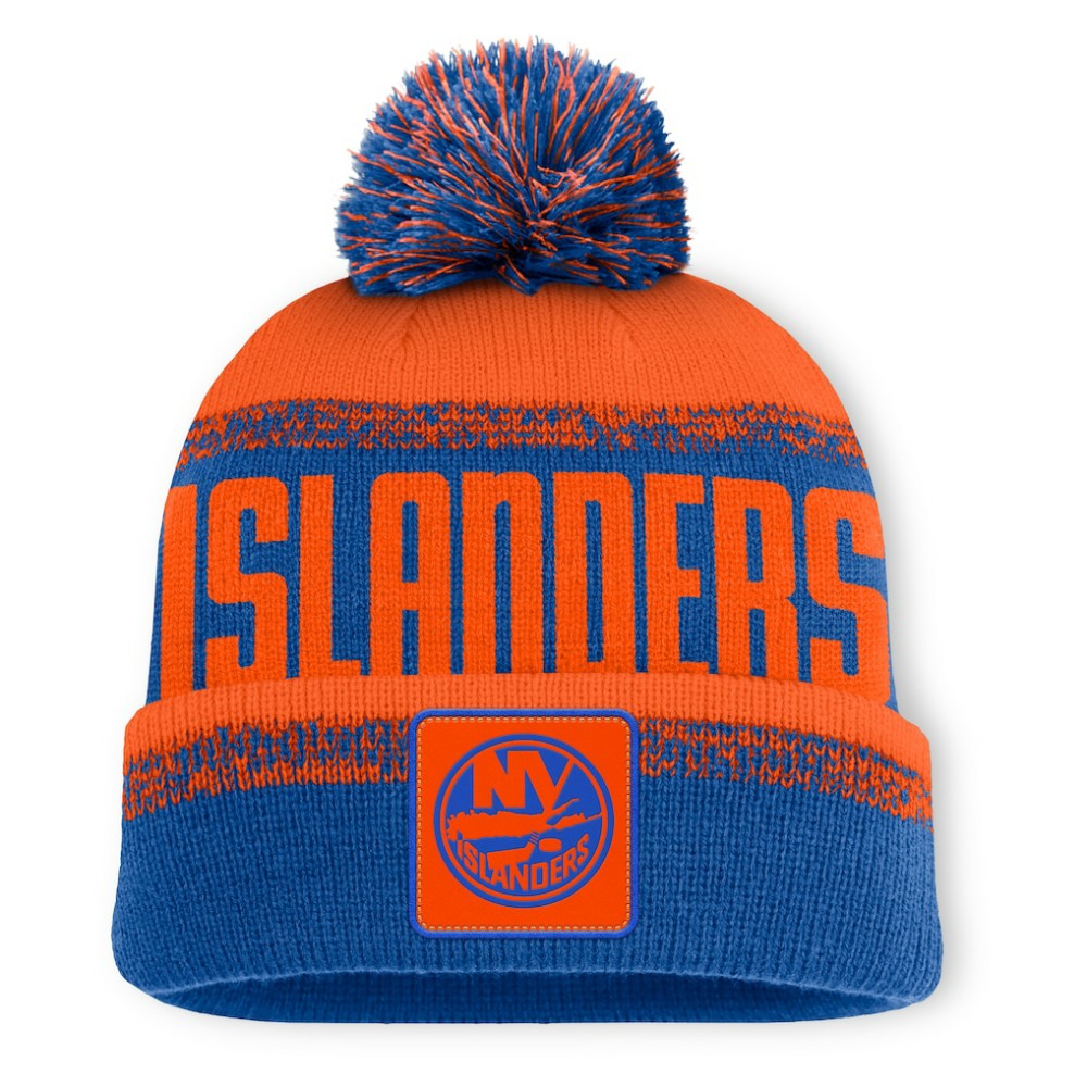 New York Islanders Fanatics Fundamentals Thrive Cuffed Knit Hat with Pom - Royal/Orange - NHL 202777577