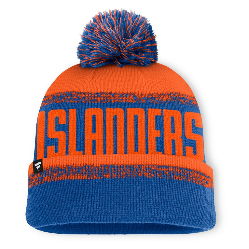 New York Islanders Fanatics Fundamentals Thrive Cuffed Knit Hat with Pom - Royal/Orange - NHL 202777577