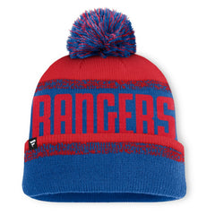 New York Rangers Fanatics Fundamentals Thrive Cuffed Knit Hat with Pom - Blue/Red - NHL 202777578
