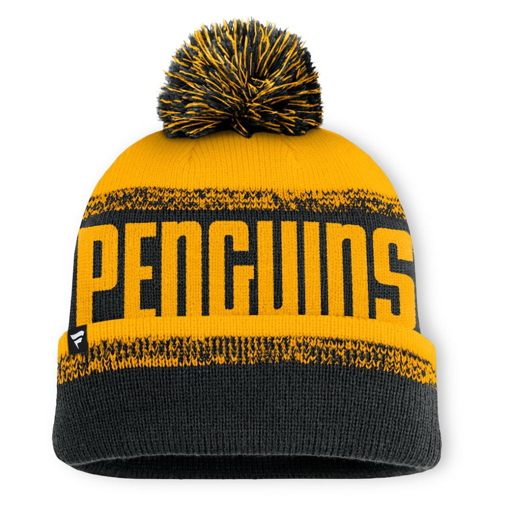 Pittsburgh Penguins Fanatics Fundamentals Thrive Cuffed Knit Hat with Pom - Black/Gold - NHL 202777581
