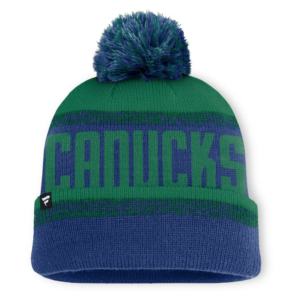 Vancouver Canucks Fanatics Fundamentals Thrive Cuffed Knit Hat with Pom - Blue/Green - NHL 202777590
