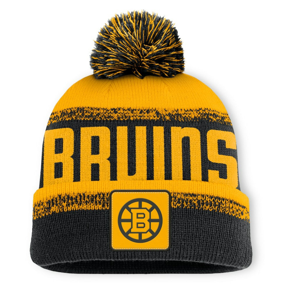 Boston Bruins Fanatics Fundamentals Thrive Cuffed Knit Hat with Pom - Black/Gold - NHL 202777598