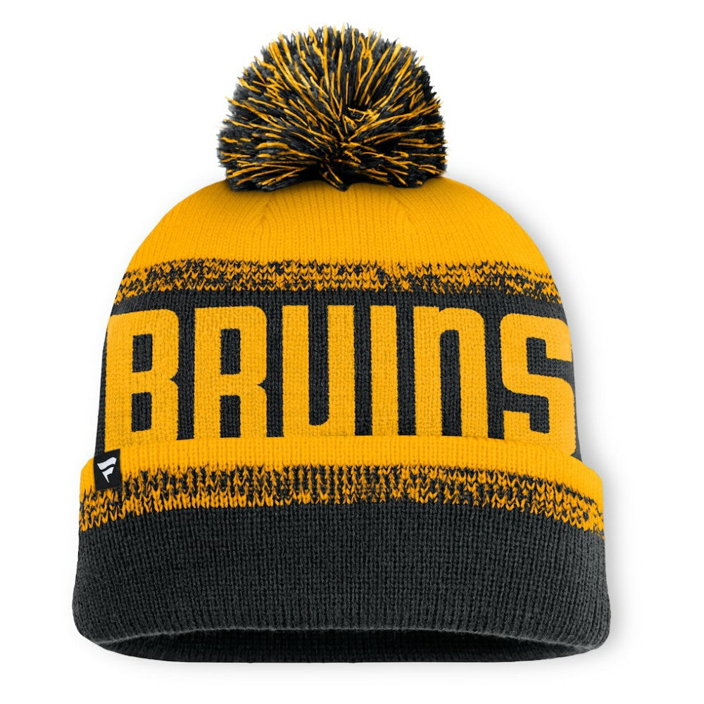 Boston Bruins Fanatics Fundamentals Thrive Cuffed Knit Hat with Pom - Black/Gold - NHL 202777598