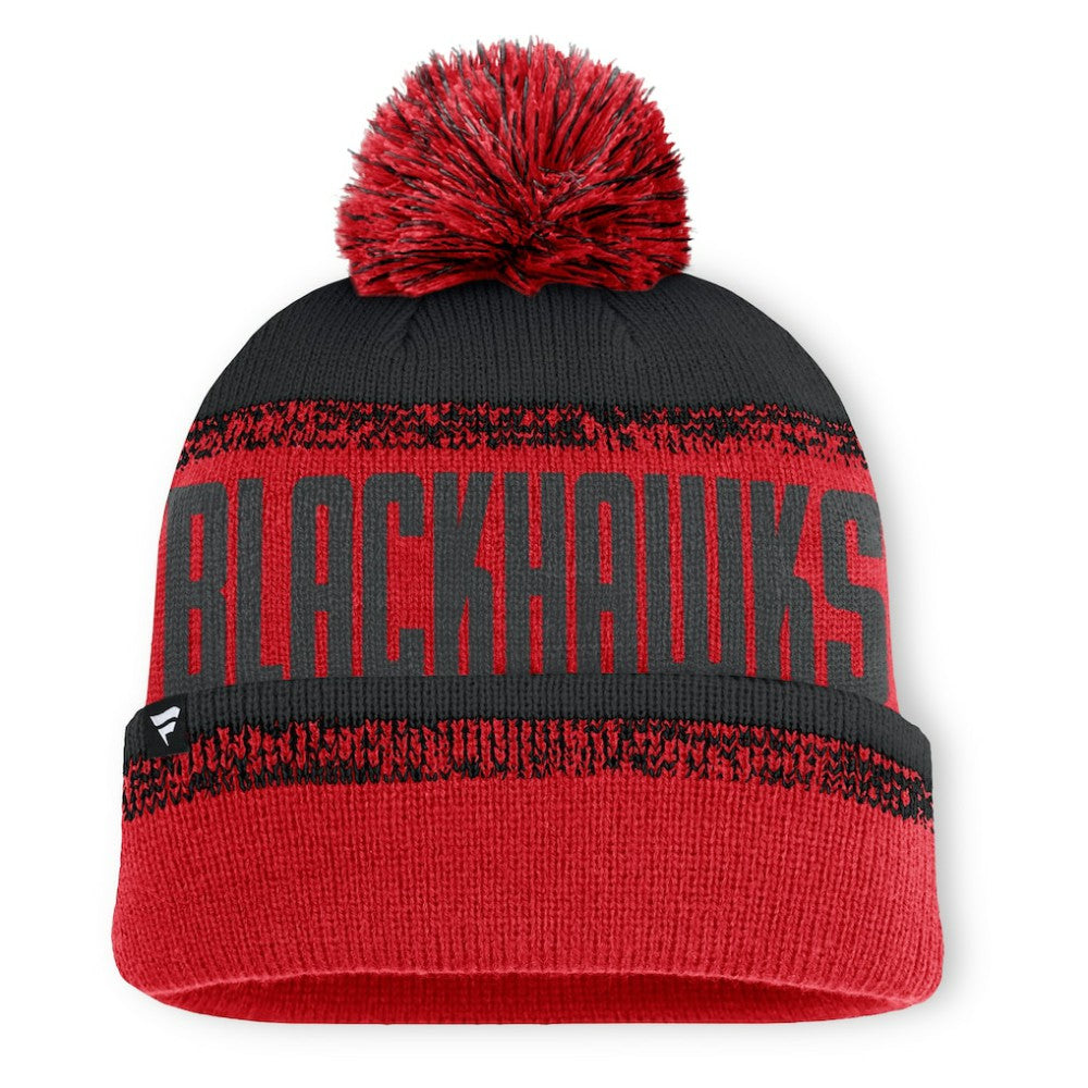 Chicago Blackhawks Fanatics Fundamentals Thrive Cuffed Knit Hat with Pom - Red/Black - NHL 202777604