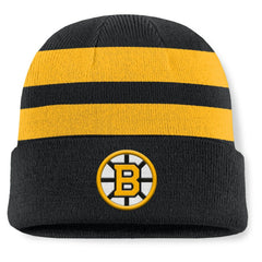 Boston Bruins Fanatics Fundamental Swipe Stripe Cuffed Knit Hat - Black/Gold - NHL 202777607