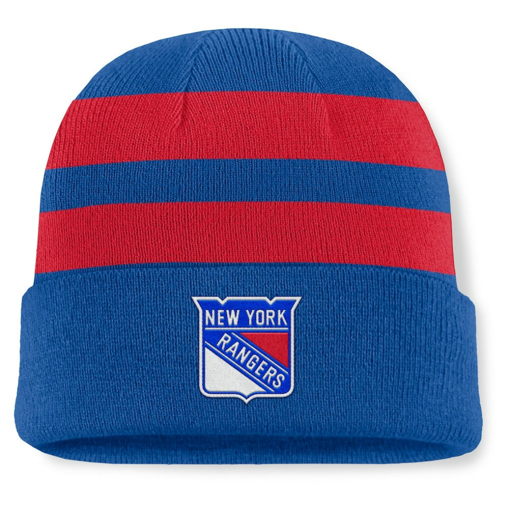 New York Rangers Fanatics Fundamental Swipe Stripe Cuffed Knit Hat - Blue/Red - NHL 202777610
