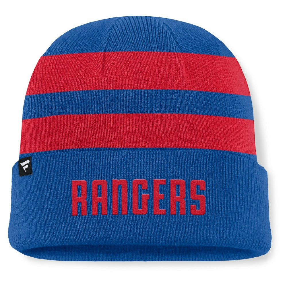 New York Rangers Fanatics Fundamental Swipe Stripe Cuffed Knit Hat - Blue/Red - NHL 202777610