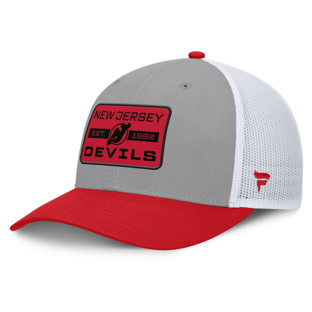 New Jersey Devils Fanatics Fundamental Adapt Trucker Adjustable Hat - Gray/Red - NHL 202777669