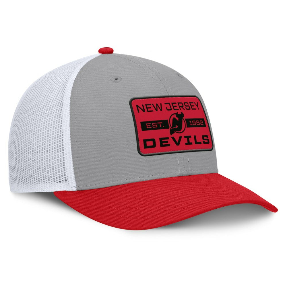 New Jersey Devils Fanatics Fundamental Adapt Trucker Adjustable Hat - Gray/Red - NHL 202777669