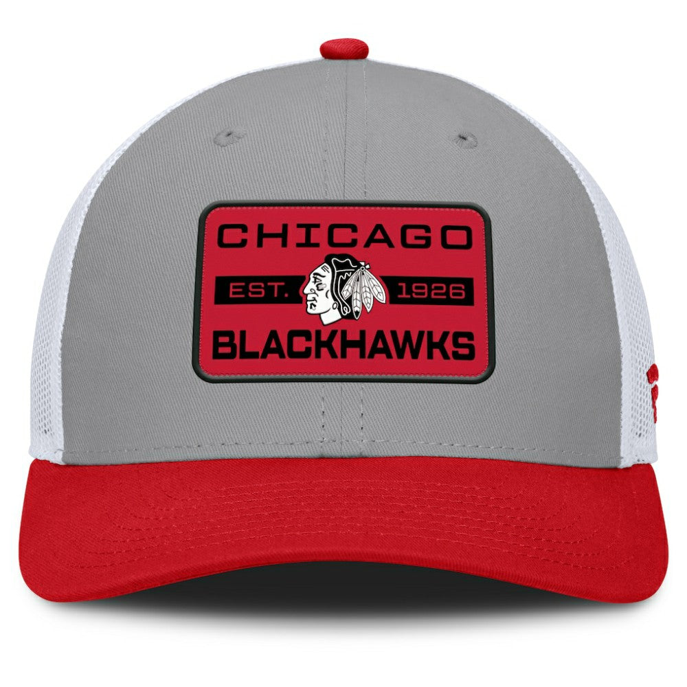 Chicago Blackhawks Fanatics Fundamental Adapt Trucker Adjustable Hat - Gray/Red - NHL 202777677