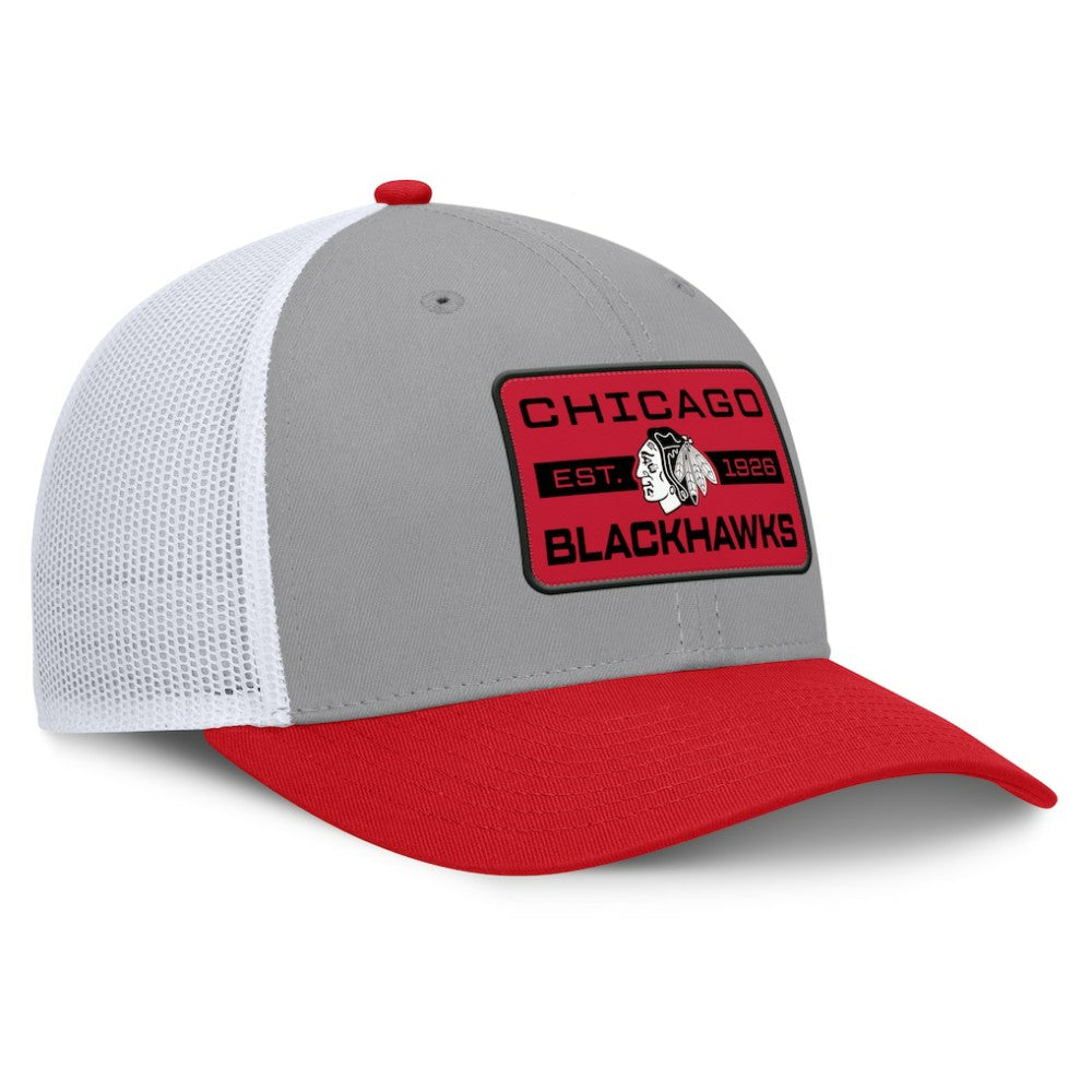 Chicago Blackhawks Fanatics Fundamental Adapt Trucker Adjustable Hat - Gray/Red - NHL 202777677