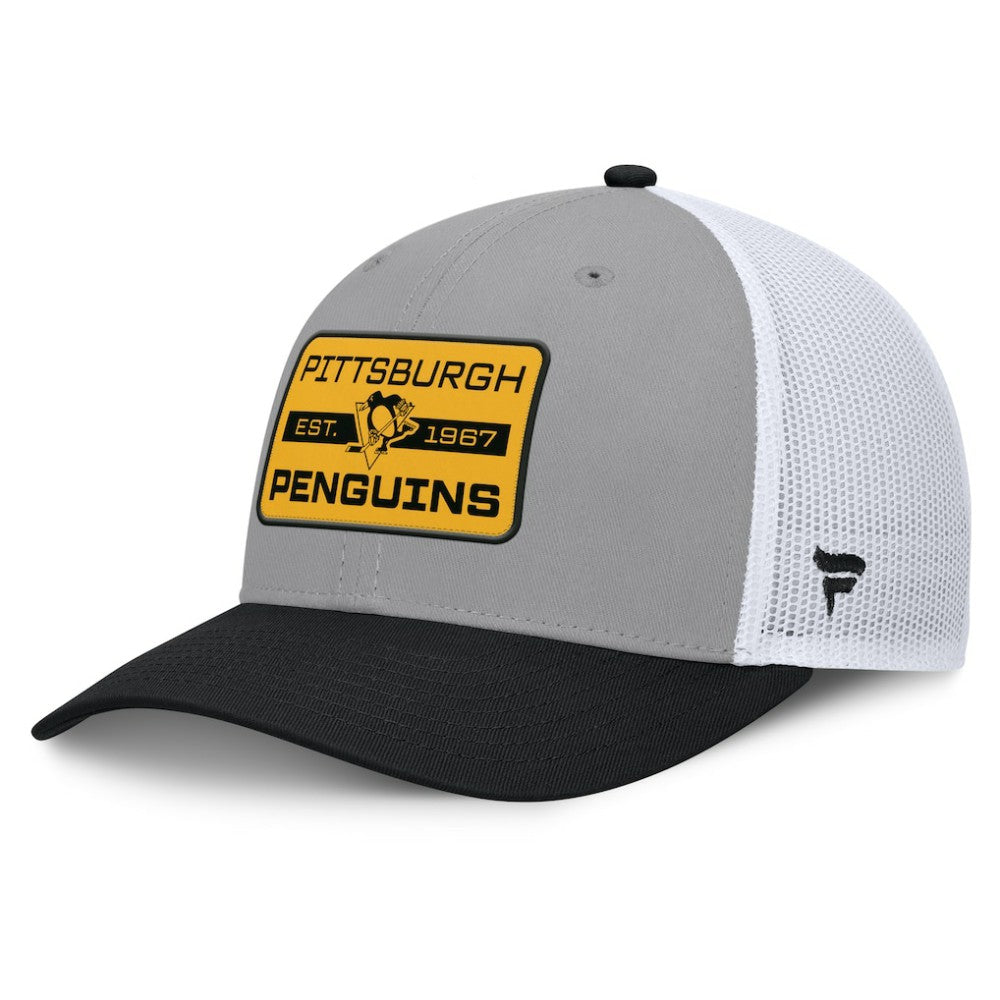 Pittsburgh Penguins Fanatics Fundamental Adapt Trucker Adjustable Hat - Gray/Black - NHL 202777680