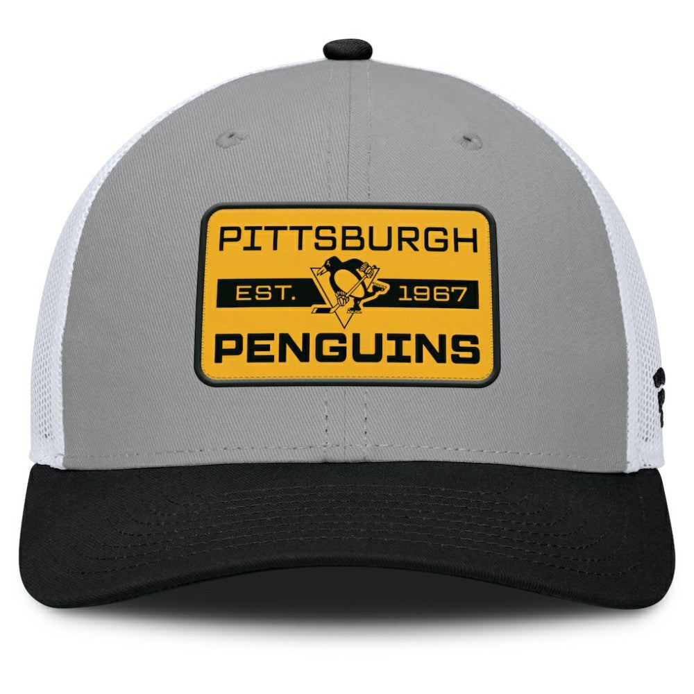 Pittsburgh Penguins Fanatics Fundamental Adapt Trucker Adjustable Hat - Gray/Black - NHL 202777680