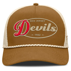 New Jersey Devils Fanatics Heritage Fetch A-Frame Trucker Adjustable Hat - Brown/Cream - NHL 202777710