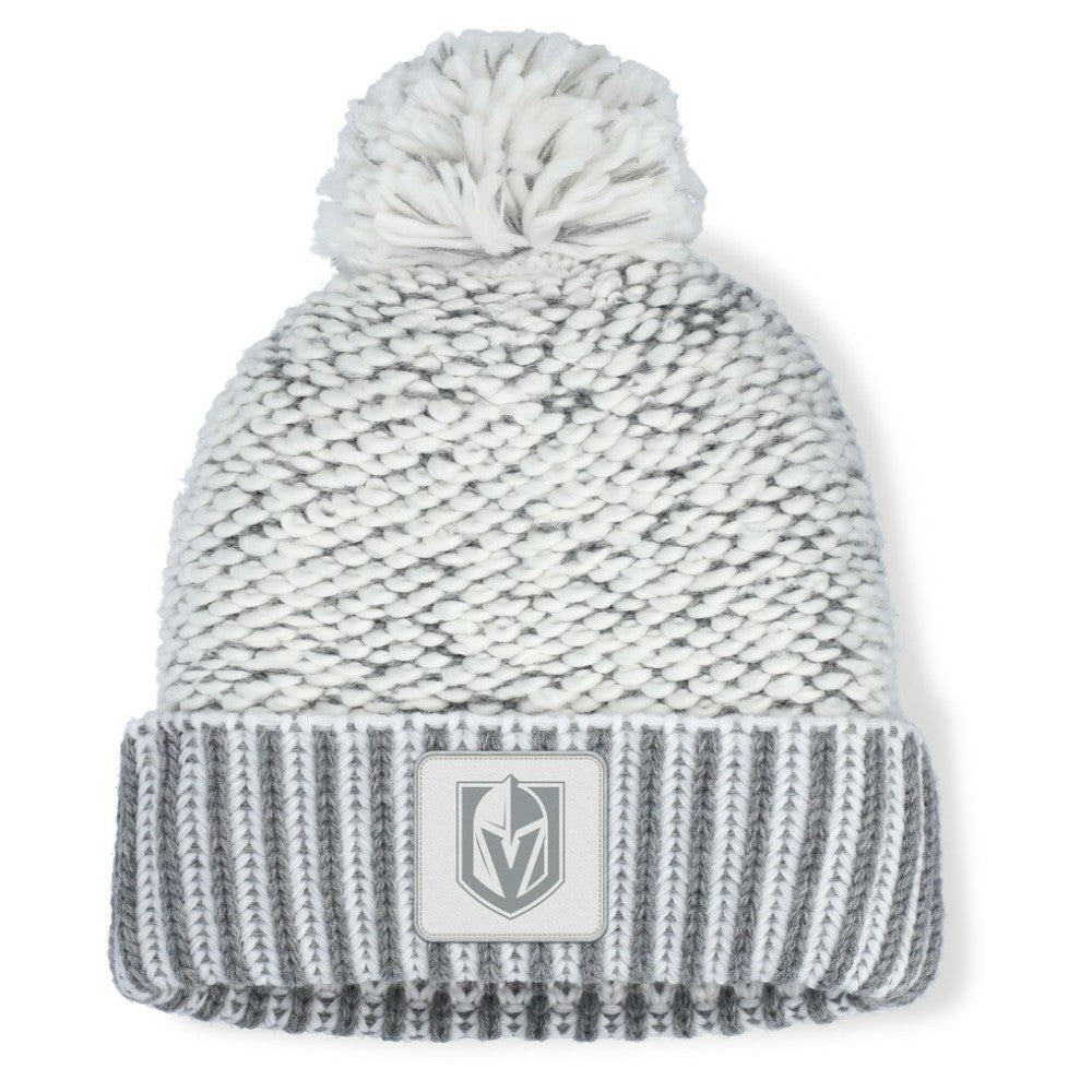 Vegas Golden Knights Fanatics Women's Fundamental Mist Cuffed Knit Hat with Pom - White/Gray - NHL 202777736
