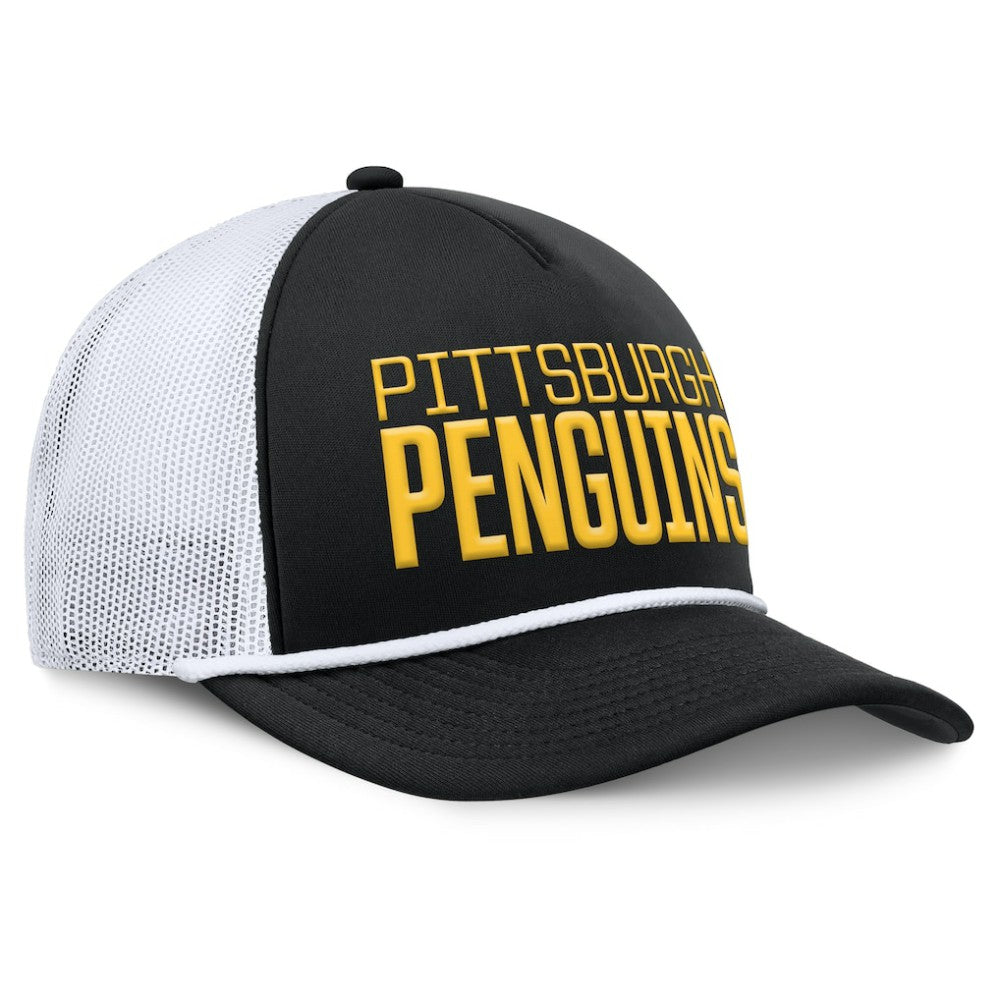 Pittsburgh Penguins Fanatics Heritage Dutch A-Frame Trucker Adjustable Hat - Black/White - NHL 202777750