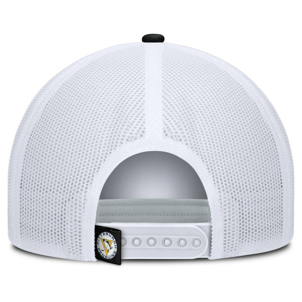 Pittsburgh Penguins Fanatics Heritage Dutch A-Frame Trucker Adjustable Hat - Black/White - NHL 202777750