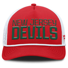 New Jersey Devils Fanatics Heritage Dutch A-Frame Trucker Adjustable Hat - Red/White - NHL 202777752