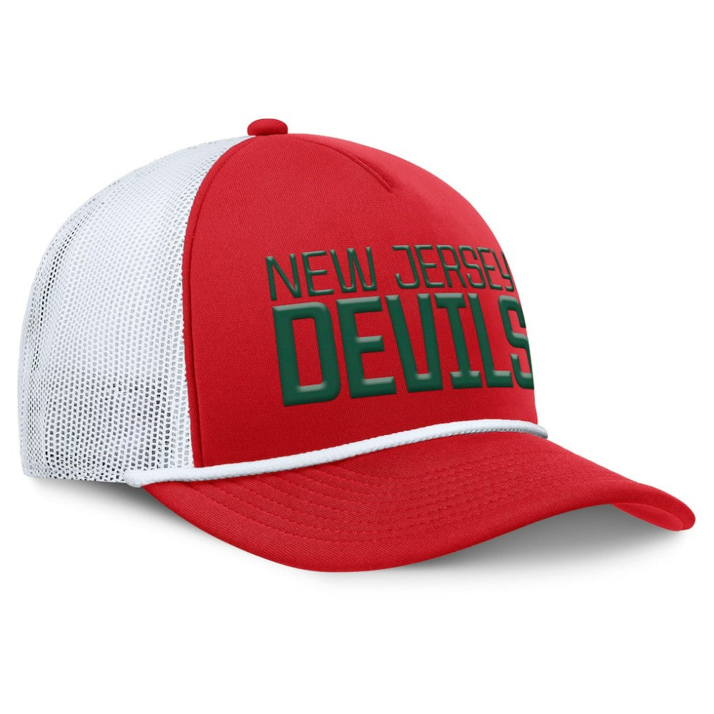 New Jersey Devils Fanatics Heritage Dutch A-Frame Trucker Adjustable Hat - Red/White - NHL 202777752