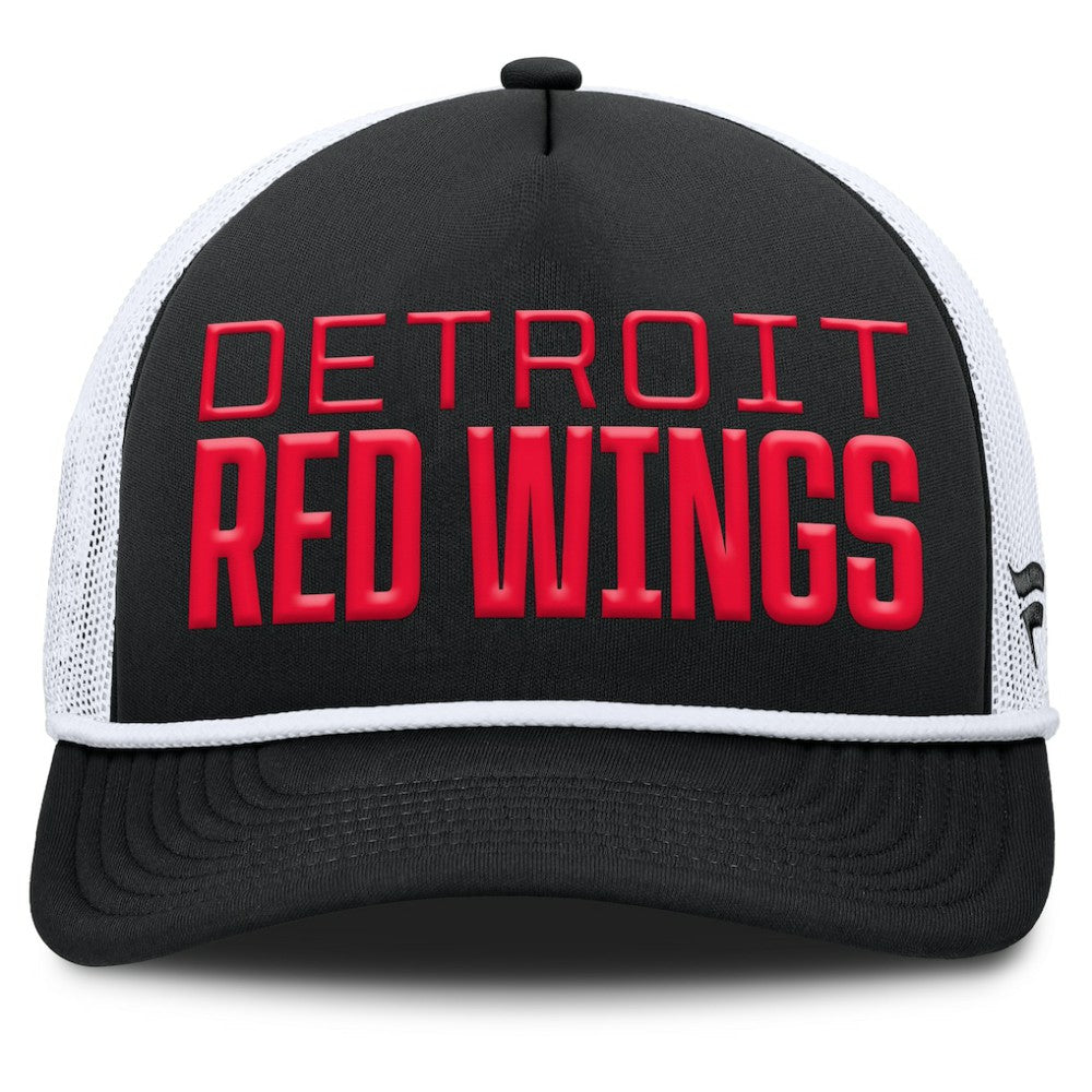 Detroit Red Wings Fanatics Heritage Dutch A-Frame Trucker Adjustable Hat - Black/White - NHL 202777753
