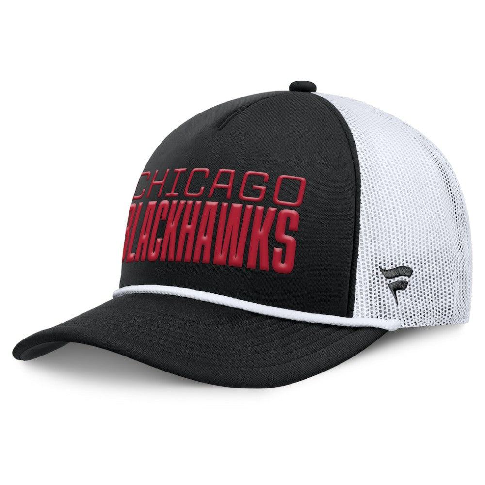 Chicago Blackhawks Fanatics Heritage Dutch A-Frame Trucker Adjustable Hat - Black/White - NHL 202777754