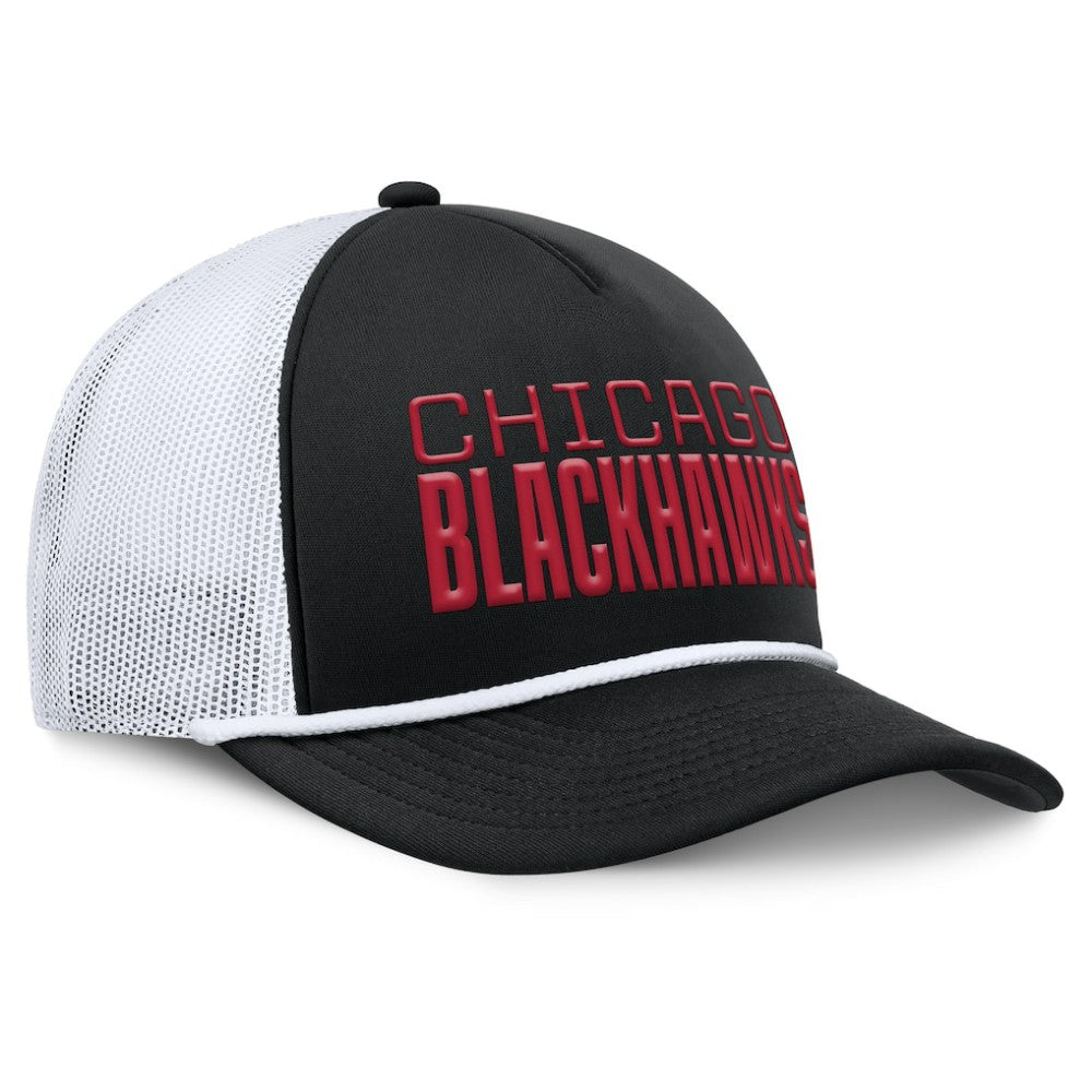 Chicago Blackhawks Fanatics Heritage Dutch A-Frame Trucker Adjustable Hat - Black/White - NHL 202777754