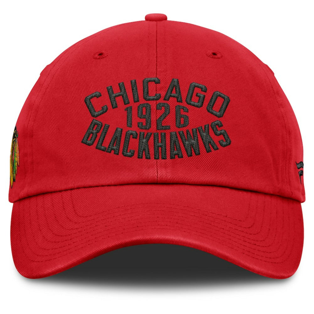 Chicago Blackhawks Fanatics Fundamentals Archer Adjustable Hat - Red - NHL 202777773