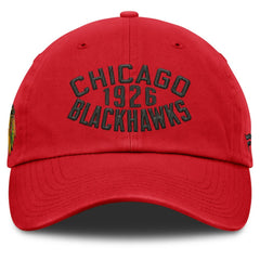 Chicago Blackhawks Fanatics Fundamentals Archer Adjustable Hat - Red - NHL 202777773