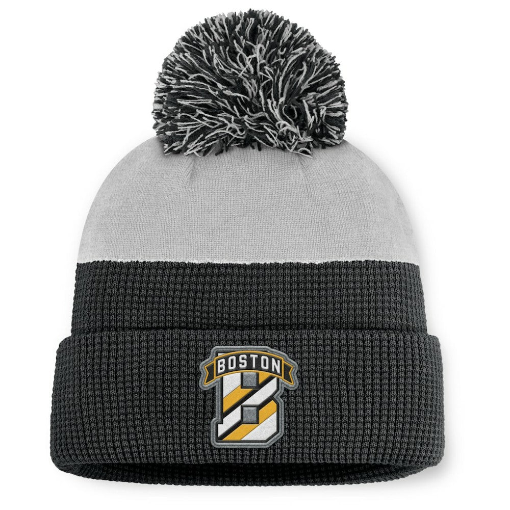 Boston Bruins Fanatics Authentic Pro Home Ice Cuffed Knit Hat with Pom - Black/Gray - NHL 202777817
