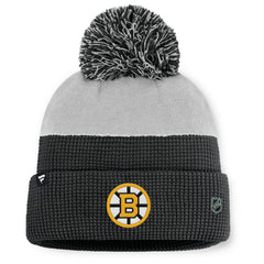 Boston Bruins Fanatics Authentic Pro Home Ice Cuffed Knit Hat with Pom - Black/Gray - NHL 202777817