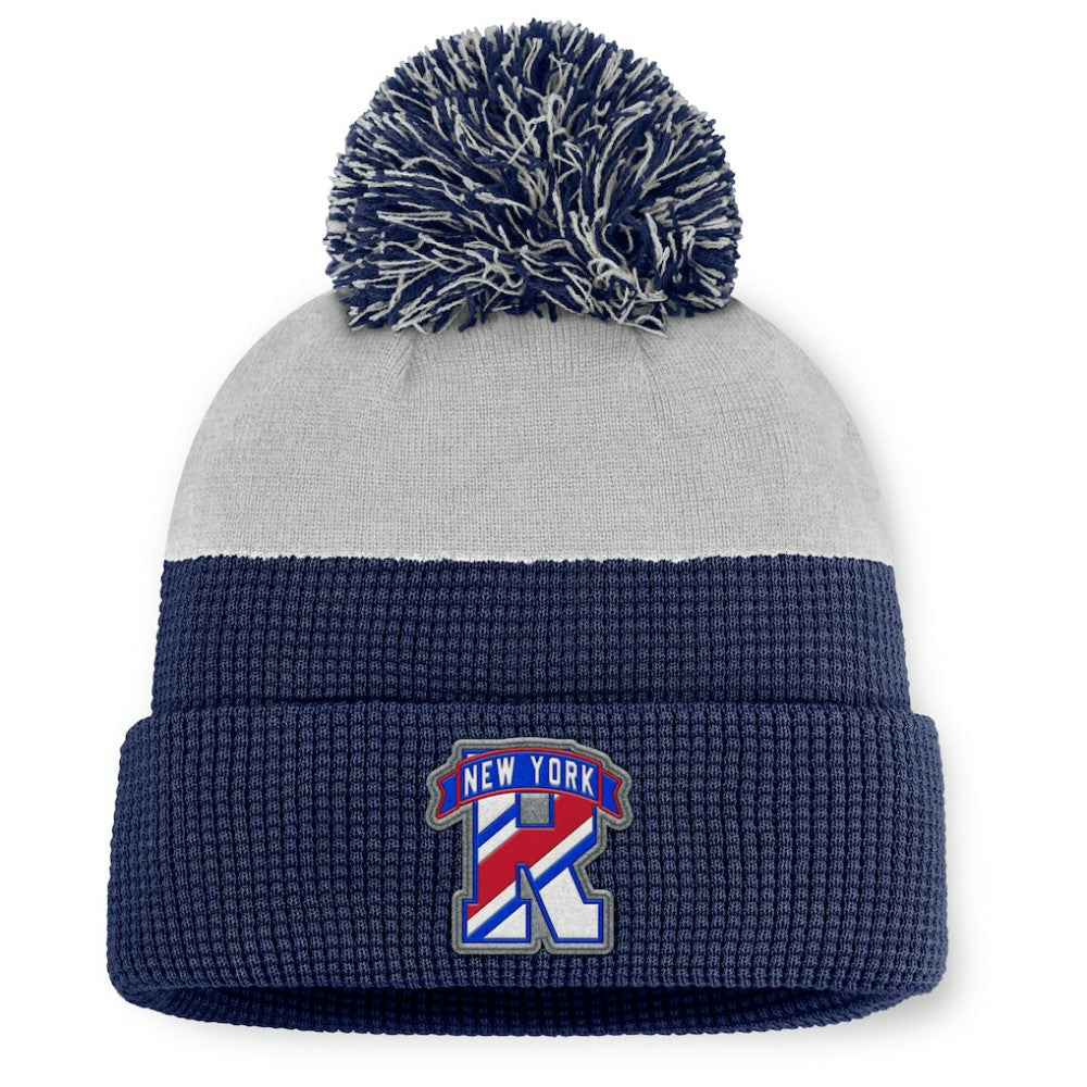 New York Rangers Fanatics Authentic Pro Home Ice Cuffed Knit Hat with Pom - Navy/Gray - NHL 202777819
