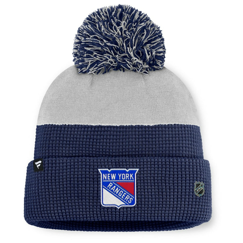New York Rangers Fanatics Authentic Pro Home Ice Cuffed Knit Hat with Pom - Navy/Gray - NHL 202777819
