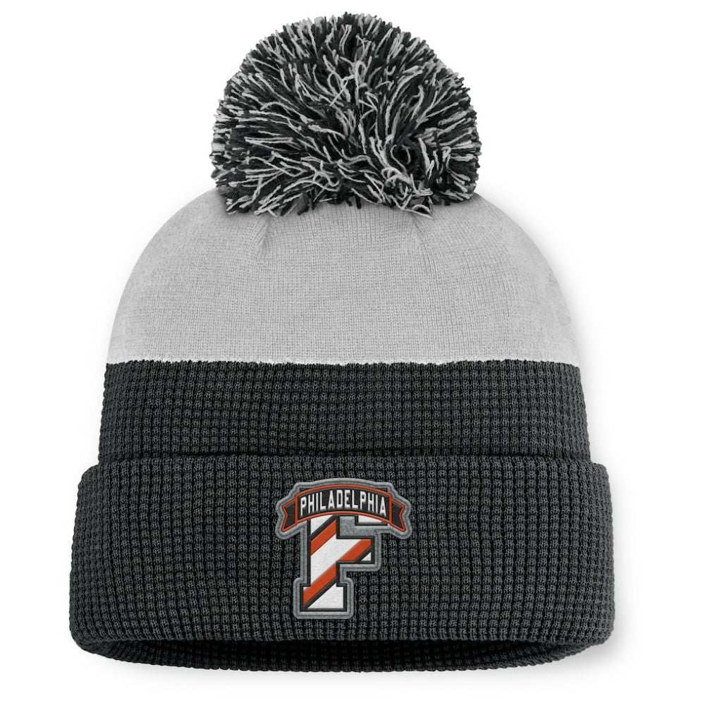 Philadelphia Flyers Fanatics Authentic Pro Home Ice Cuffed Knit Hat with Pom - Black/Gray - NHL 202777821