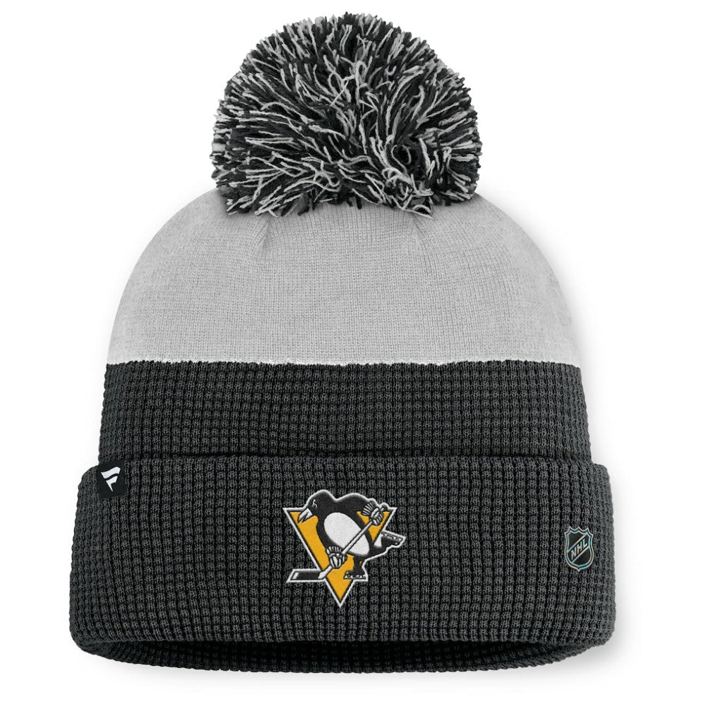 Pittsburgh Penguins Fanatics Authentic Pro Home Ice Cuffed Knit Hat with Pom - Black/Gray - NHL 202777822