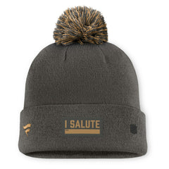 New York Rangers Fanatics Authentic Pro Military Appreciation Cuffed Knit Hat with Pom - Charcoal - NHL 202777899
