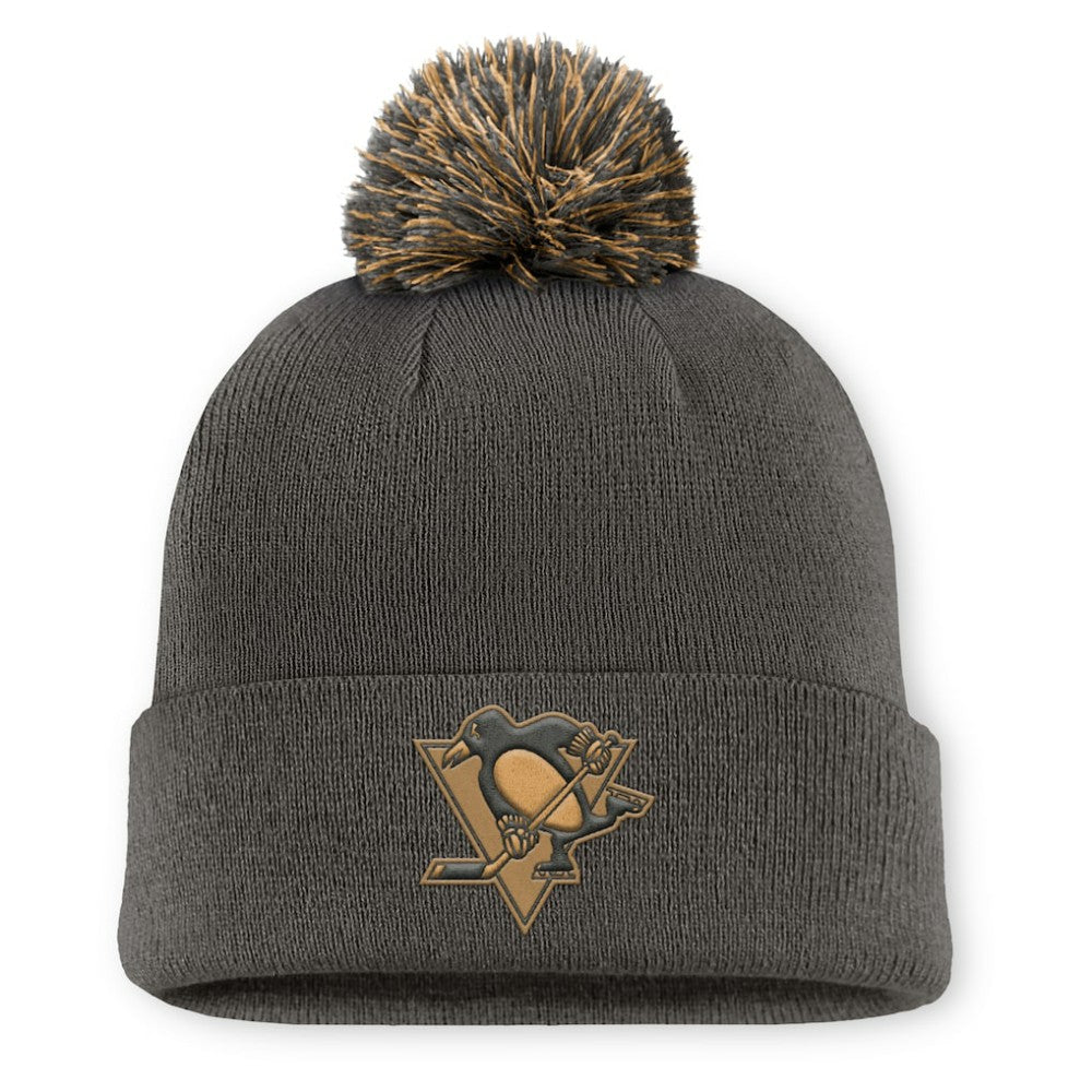 Pittsburgh Penguins Fanatics Authentic Pro Military Appreciation Cuffed Knit Hat with Pom - Charcoal - NHL 202777901