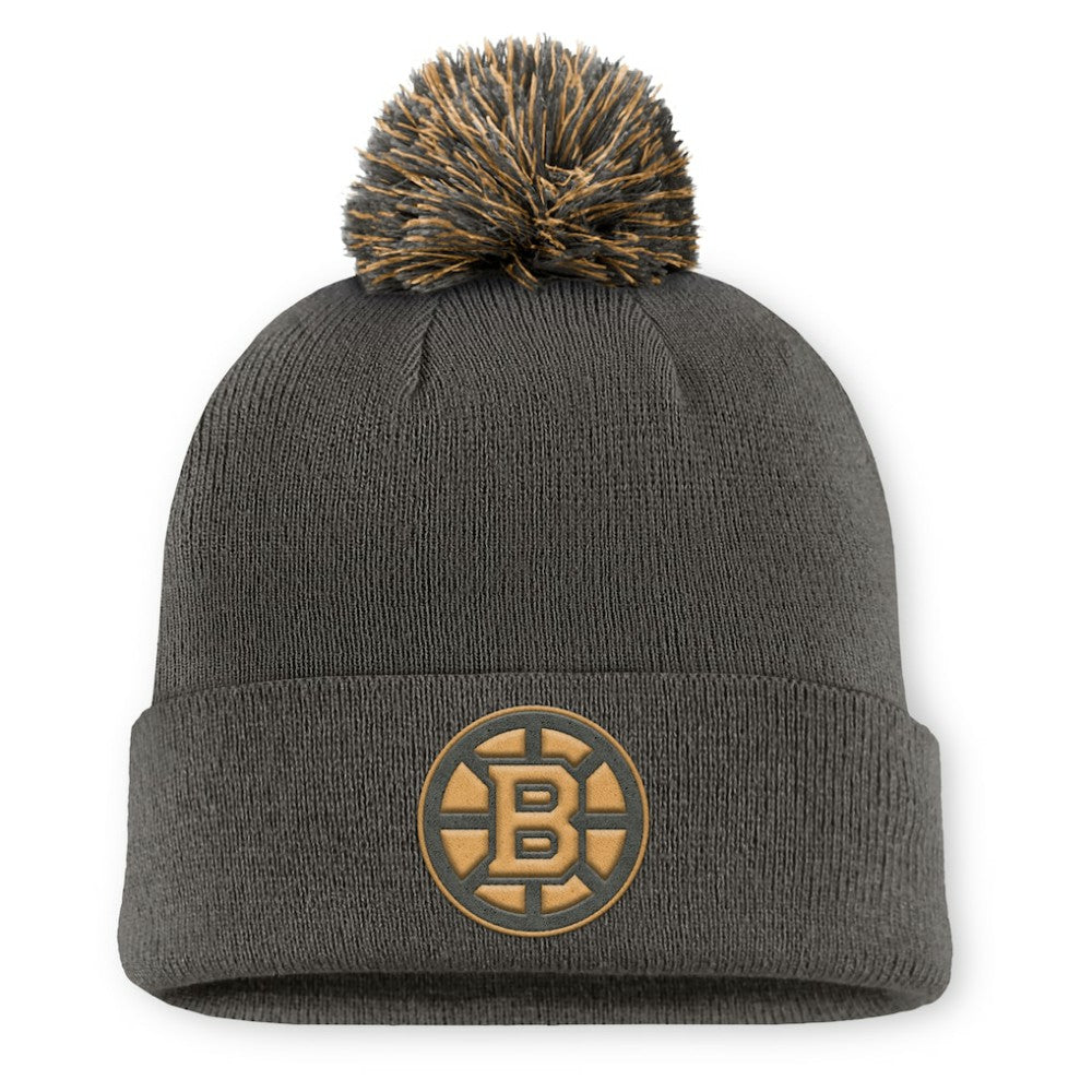 Boston Bruins Fanatics Authentic Pro Military Appreciation Cuffed Knit Hat with Pom - Charcoal - NHL 202777904
