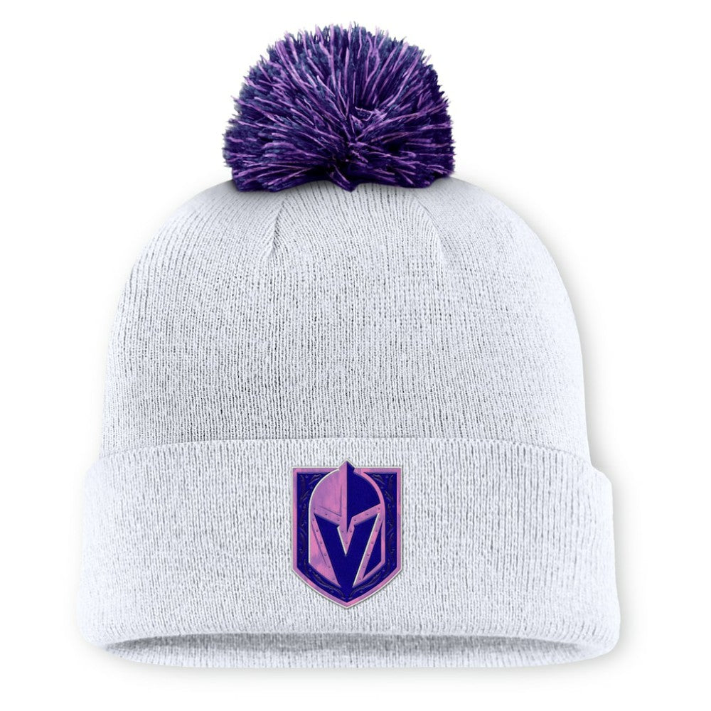 Vegas Golden Knights Fanatics Authentic Pro Hockey Fights Cancer Cuffed Knit Hat with Pom - White - NHL 202777956