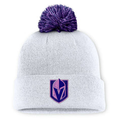 Vegas Golden Knights Fanatics Authentic Pro Hockey Fights Cancer Cuffed Knit Hat with Pom - White - NHL 202777956