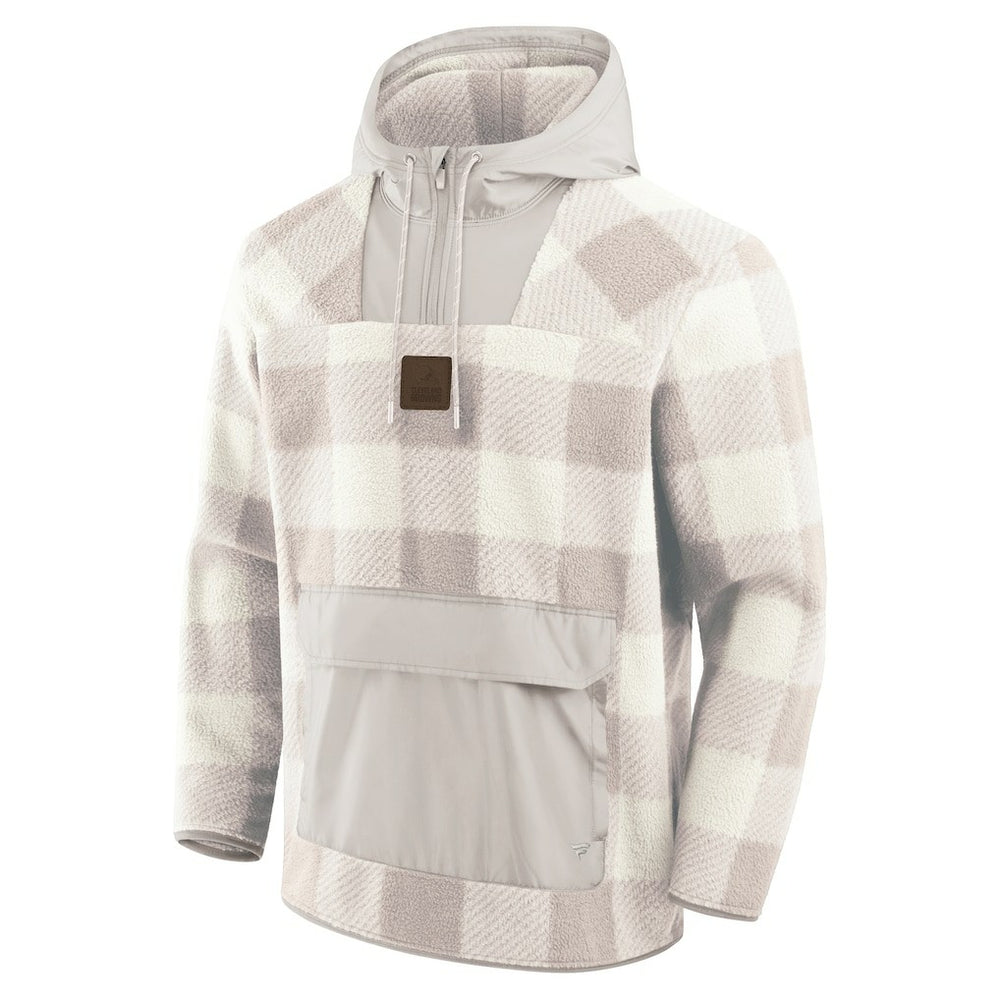 Fanatics Cleveland Browns Elements Plaid Polar Fleece Quarter-Zip Hoodie Gray