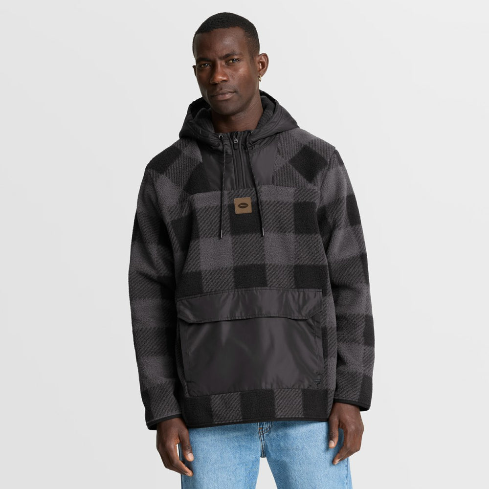 Fanatics New York Jets Elements Plaid Polar Fleece Quarter-Zip Hoodie Black