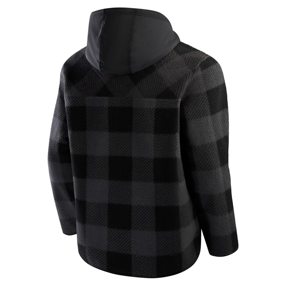 Fanatics New York Jets Elements Plaid Polar Fleece Quarter-Zip Hoodie Black