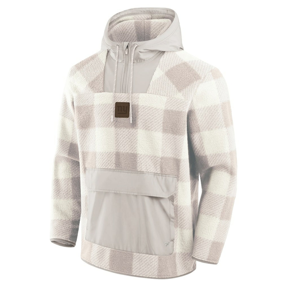Fanatics New York Giants Elements Plaid Polar Fleece Quarter-Zip Hoodie Gray