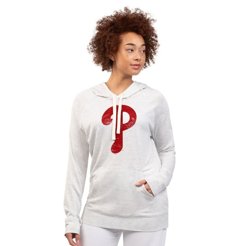 Philadelphia Phillies G-III 4Her by Carl Banks Women's Pregame Pullover Hoodie - Oatmeal - MLB Sale