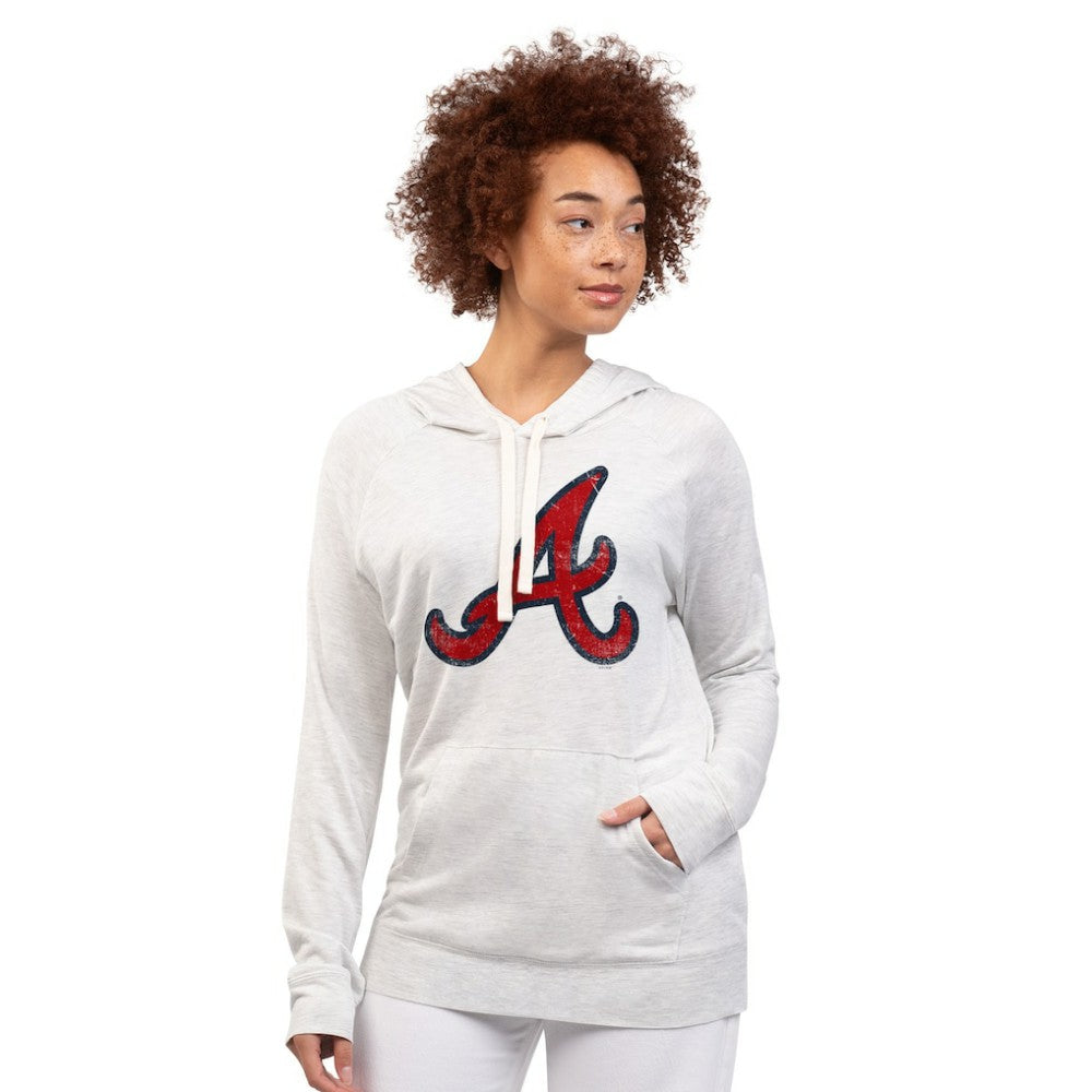Atlanta Braves G-III 4Her by Carl Banks Women's Pregame Pullover Hoodie - Oatmeal - MLB on Sale