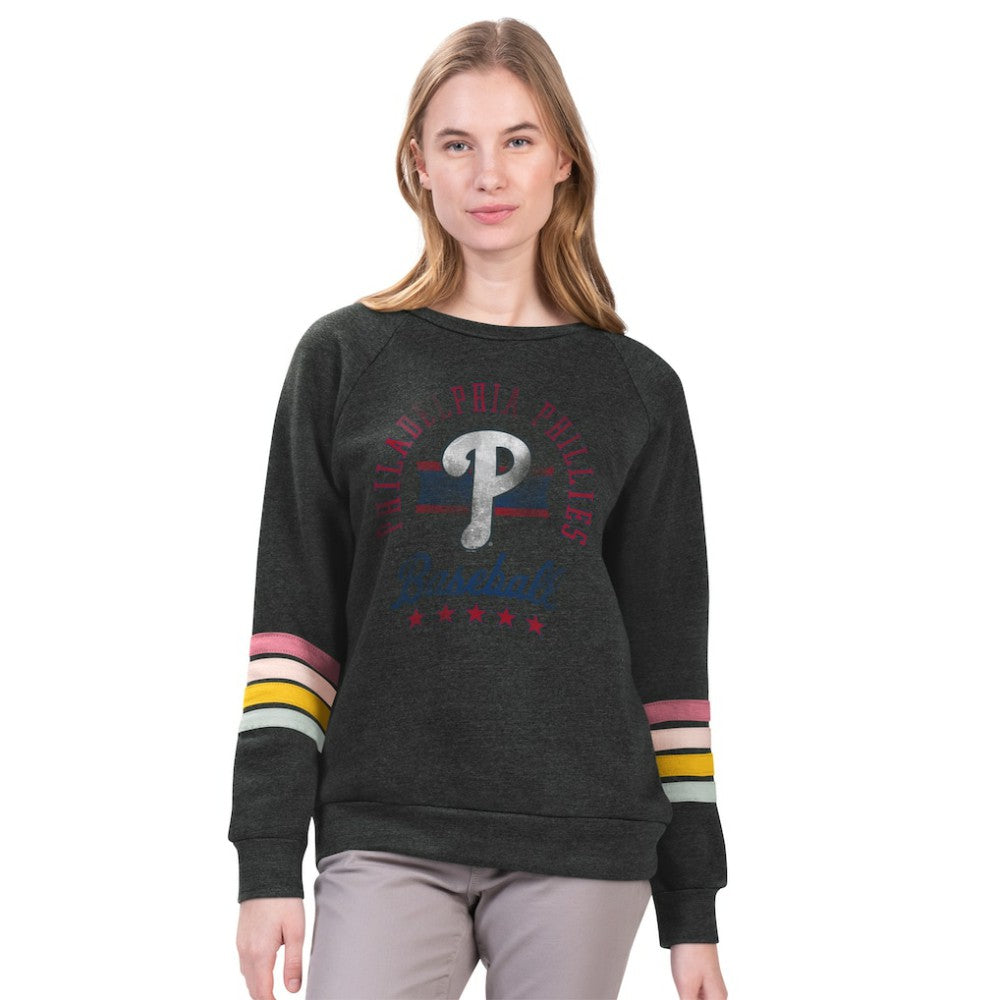 Philadelphia Phillies G-III 4Her by Carl Banks Women's Allana Stripe Pullover Sweatshirt - Charcoal - MLB Online