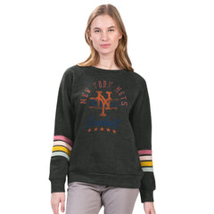 New York Mets G-III 4Her by Carl Banks Women's Allana Stripe Pullover Sweatshirt - Charcoal - MLB Online