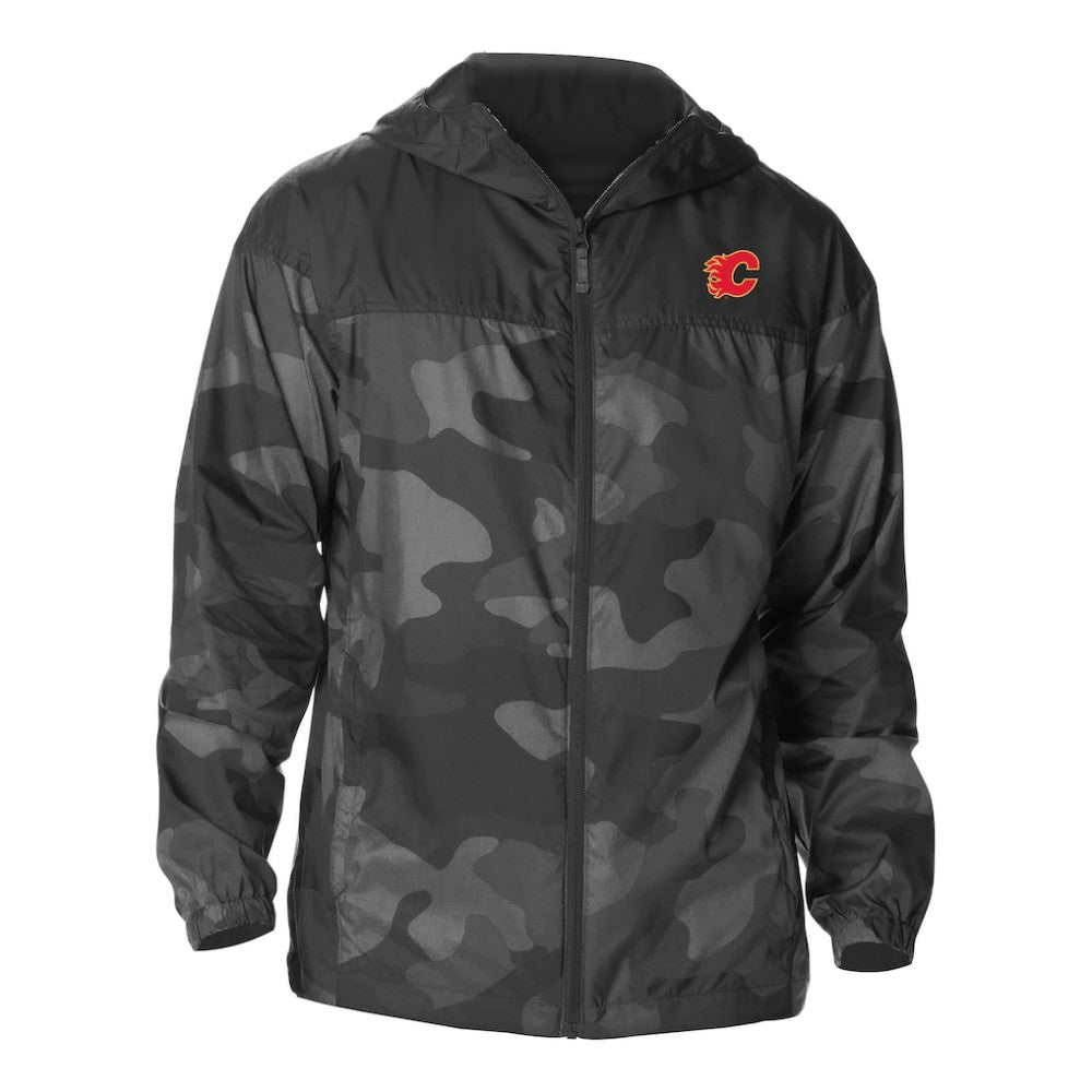 Calgary Flames Columbia Camo Flash Challenger Omni-Shade Full-Zip Hoodie Windbreaker - Black - NHL 202780761